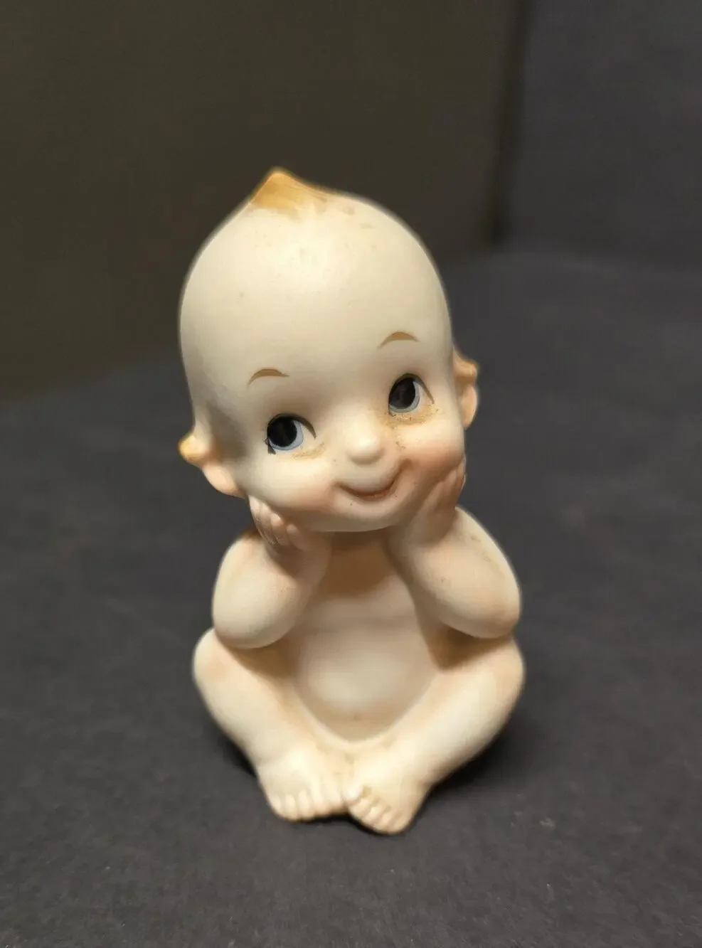 Vintage Japan Bisque Porcelain Kewpie Doll Sitting Baby Figurine Small Decor